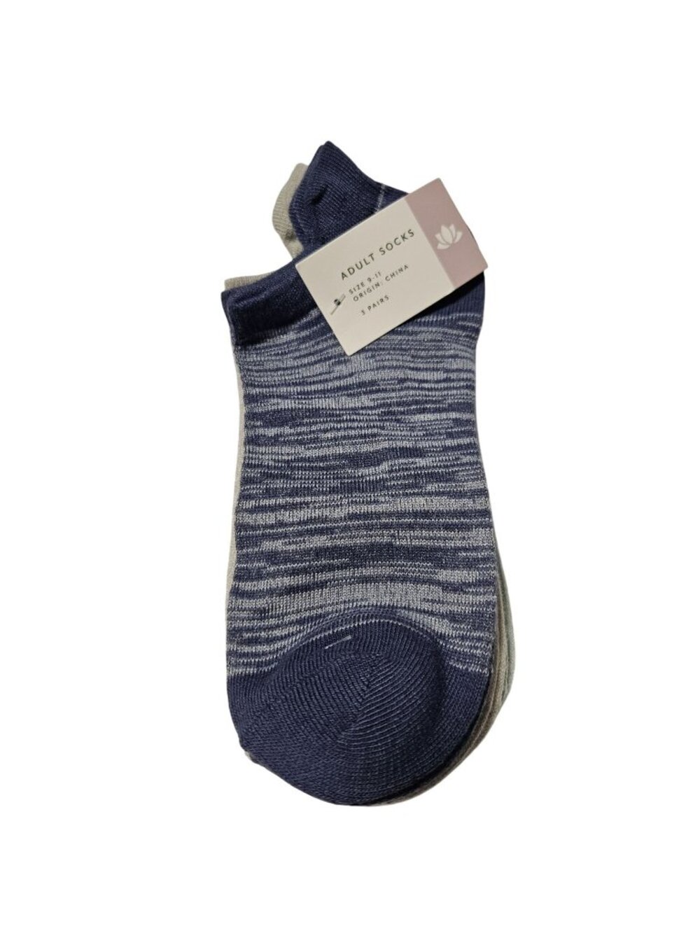 Adult Fitness Socks Size 9-11 Blue Beige Gray 3 Pack New Women